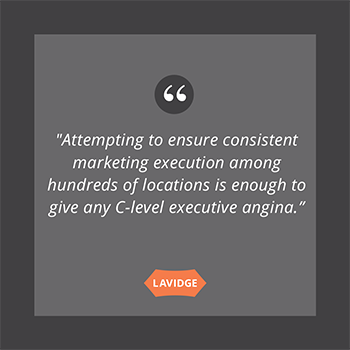Attempting to ensure consistent marketing execution among hundreds of locations is enough to give any C-level executive angina.